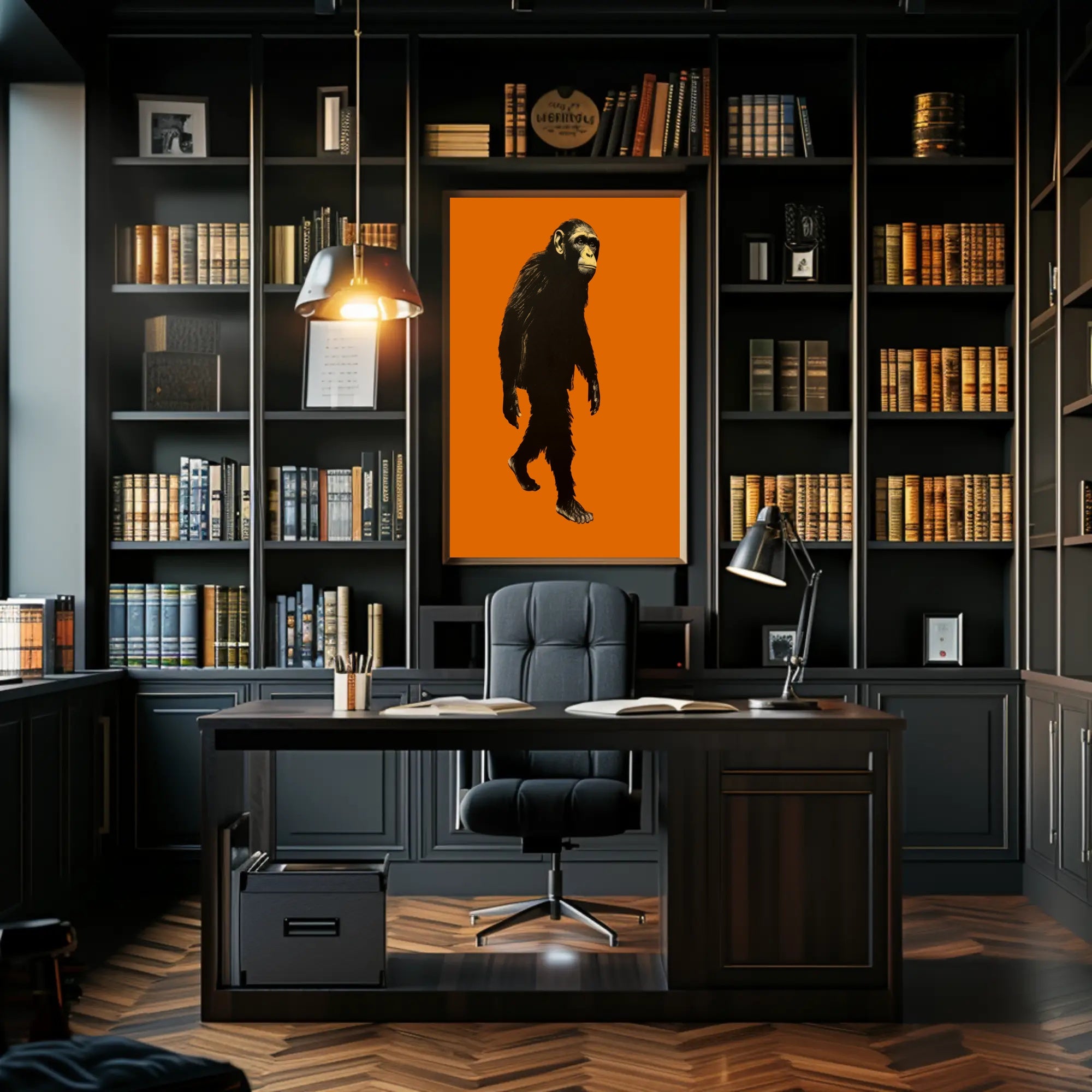 Chimpanzee Walking Upright Animal Poster PosterGoat