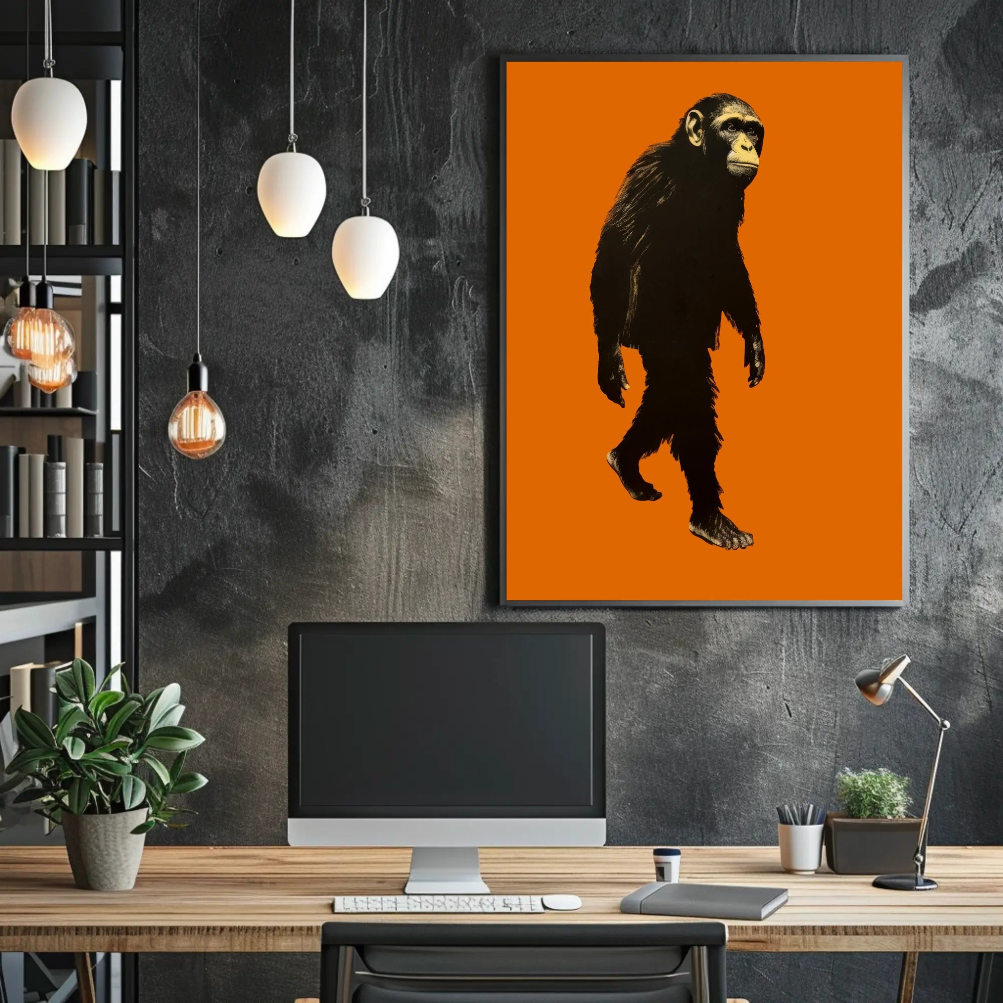 Chimpanzee Walking Upright Animal Poster PosterGoat