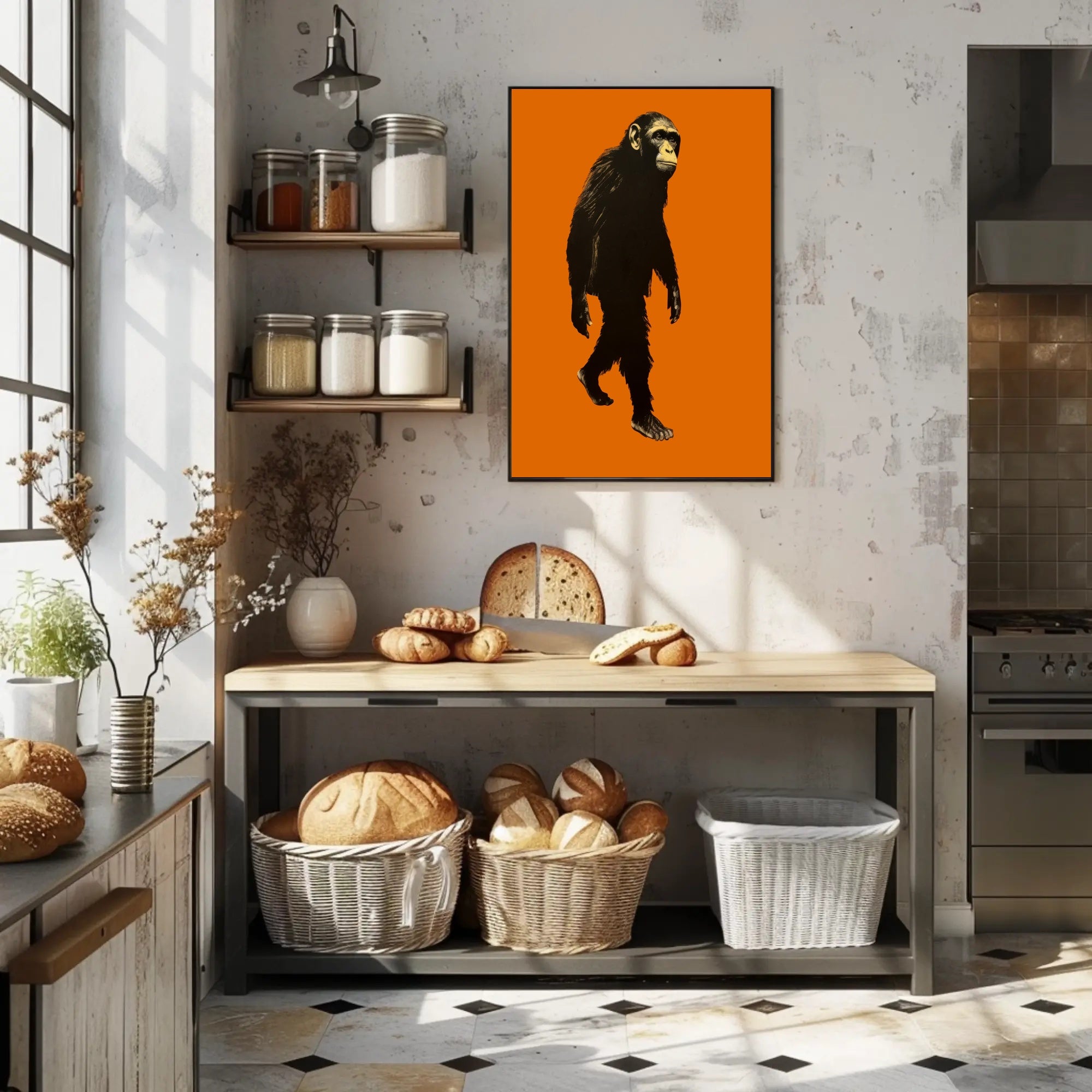 Chimpanzee Walking Upright Animal Poster PosterGoat