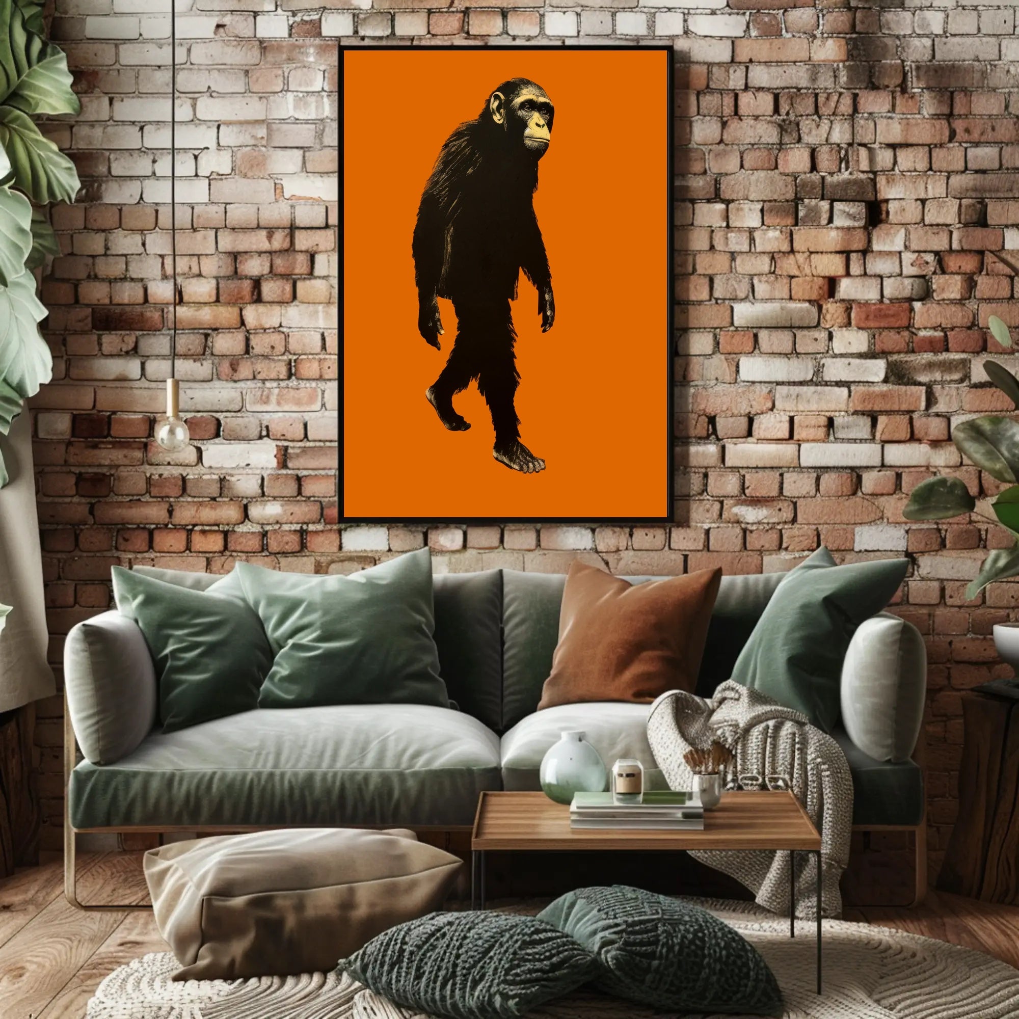 Chimpanzee Walking Upright Animal Poster PosterGoat