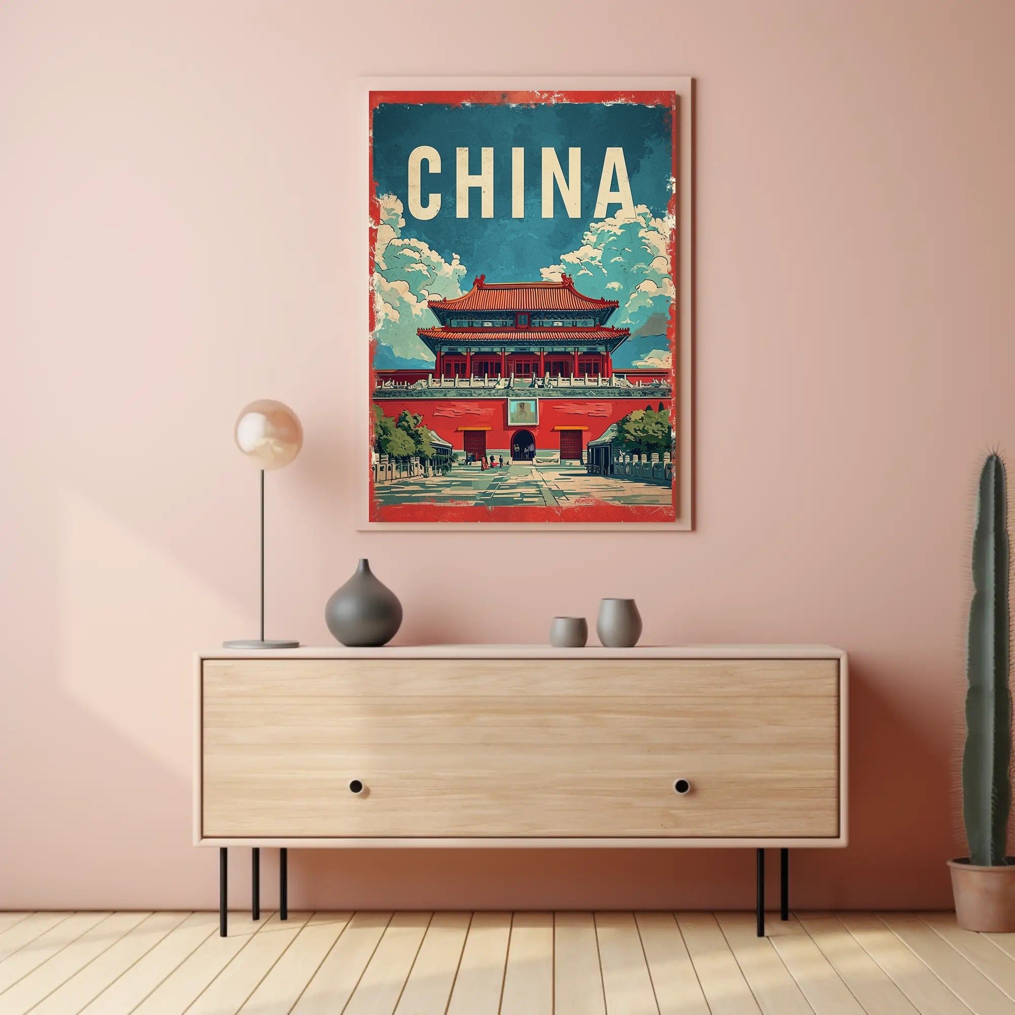 China Vintage Architectural Landmark Poster - Cultural or Heritage Poster PosterGoat