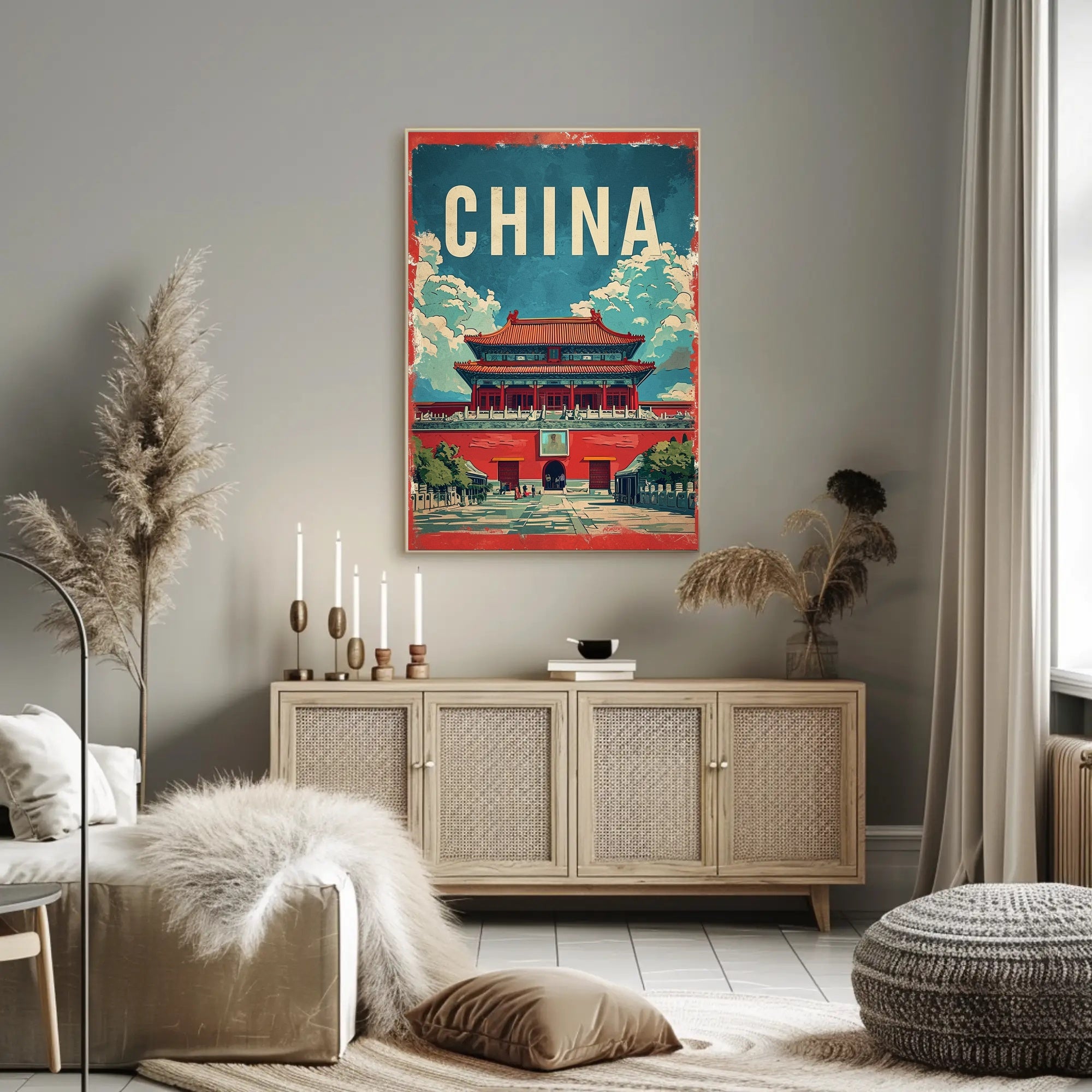 China Vintage Architectural Landmark Poster - Cultural or Heritage Poster PosterGoat