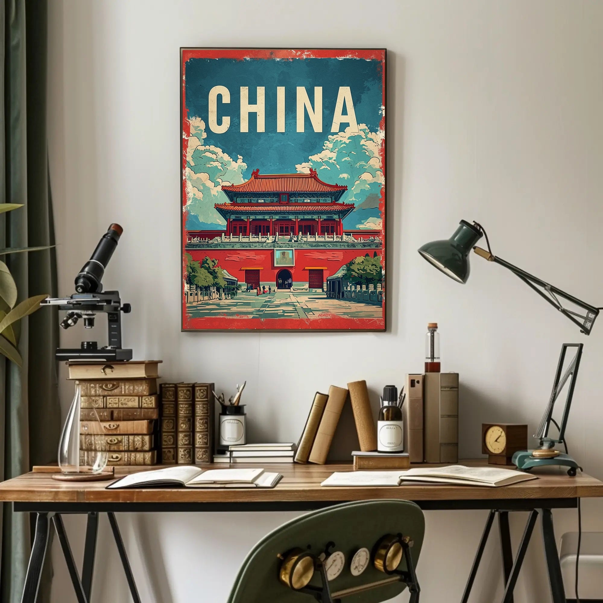 China Vintage Architectural Landmark Poster - Cultural or Heritage Poster PosterGoat