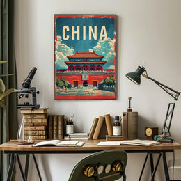 China Vintage Architectural Landmark Poster - Cultural or Heritage Poster PosterGoat