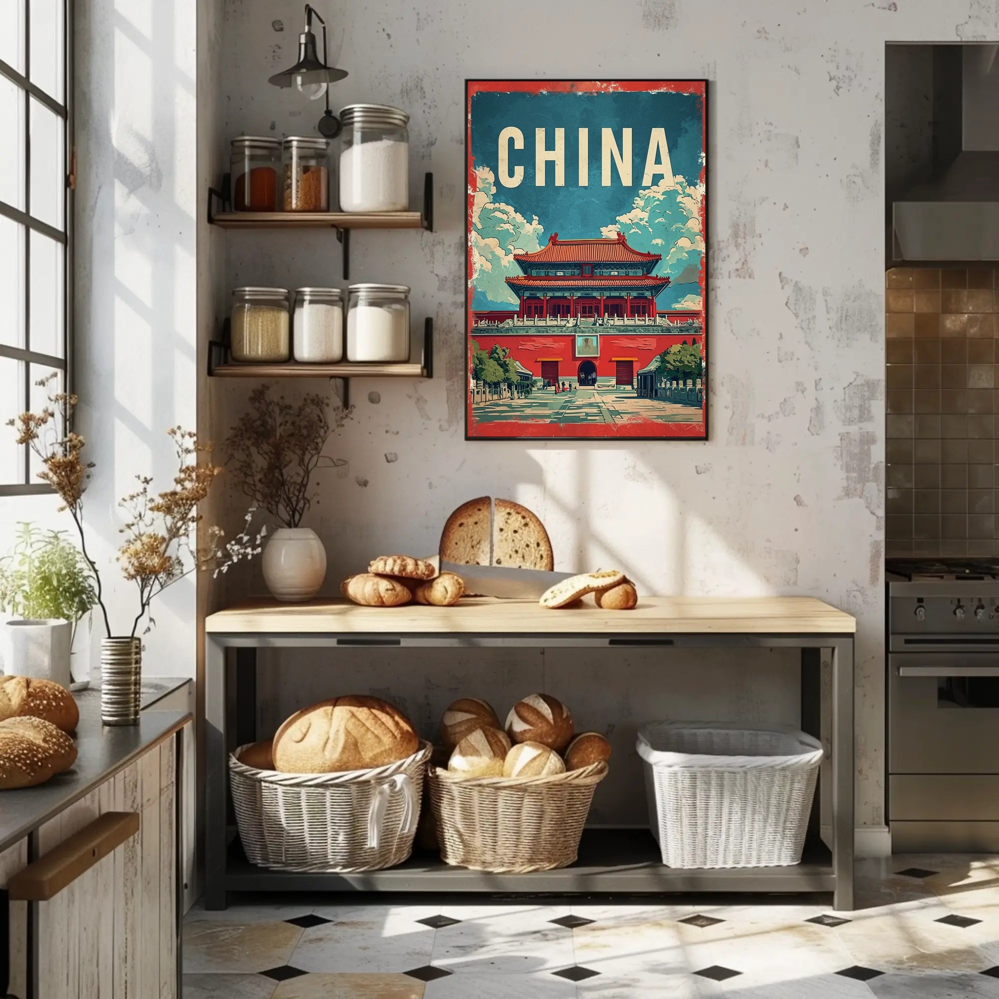 China Vintage Architectural Landmark Poster - Cultural or Heritage Poster PosterGoat