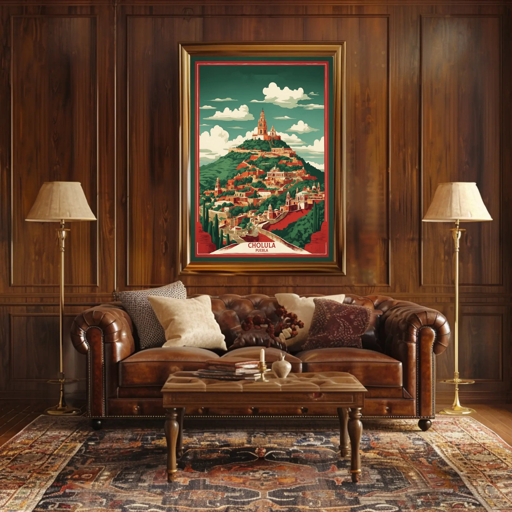 Cholula Pyramid and Church Scenic Travel Poster PosterGoat