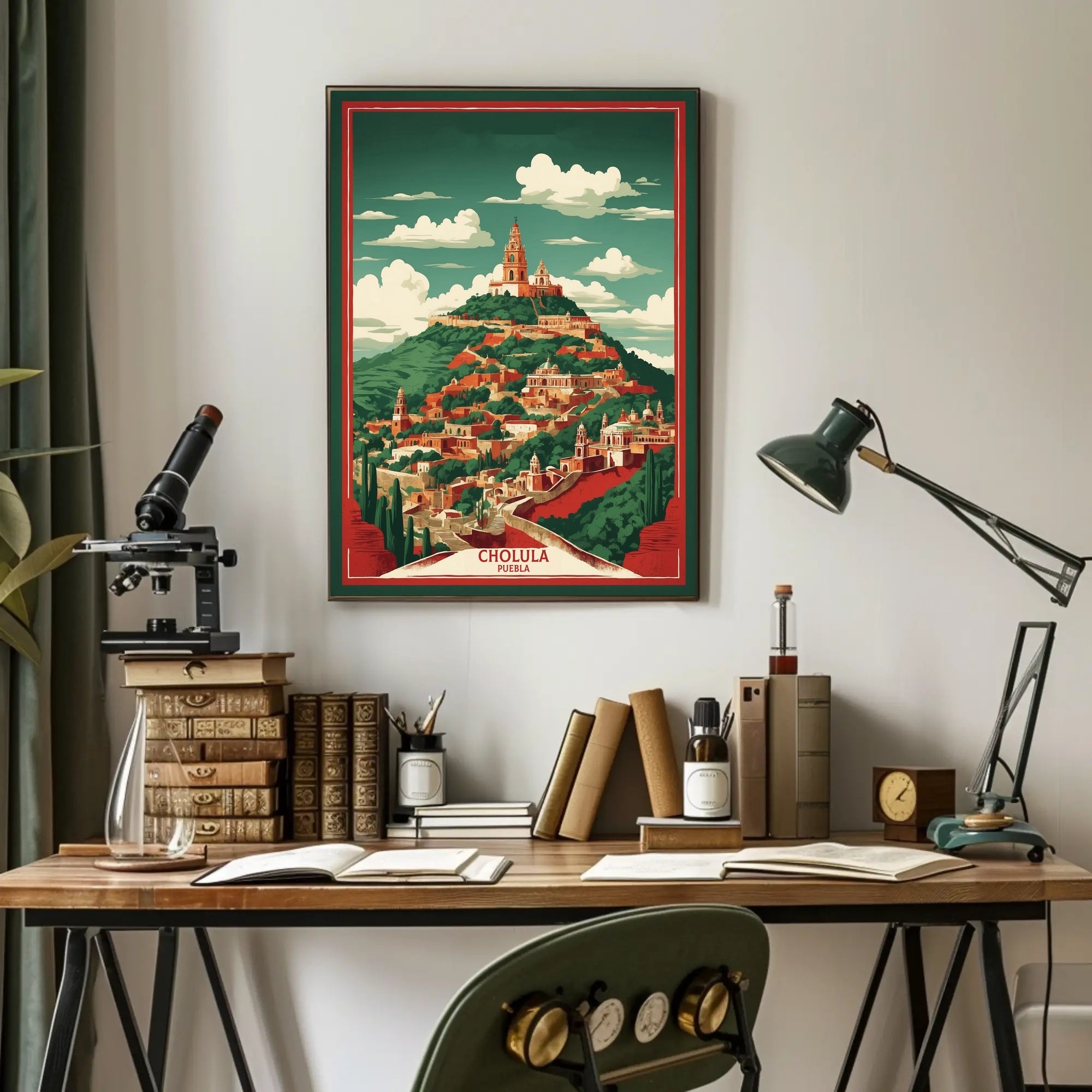 Cholula Pyramid and Church Scenic Travel Poster PosterGoat