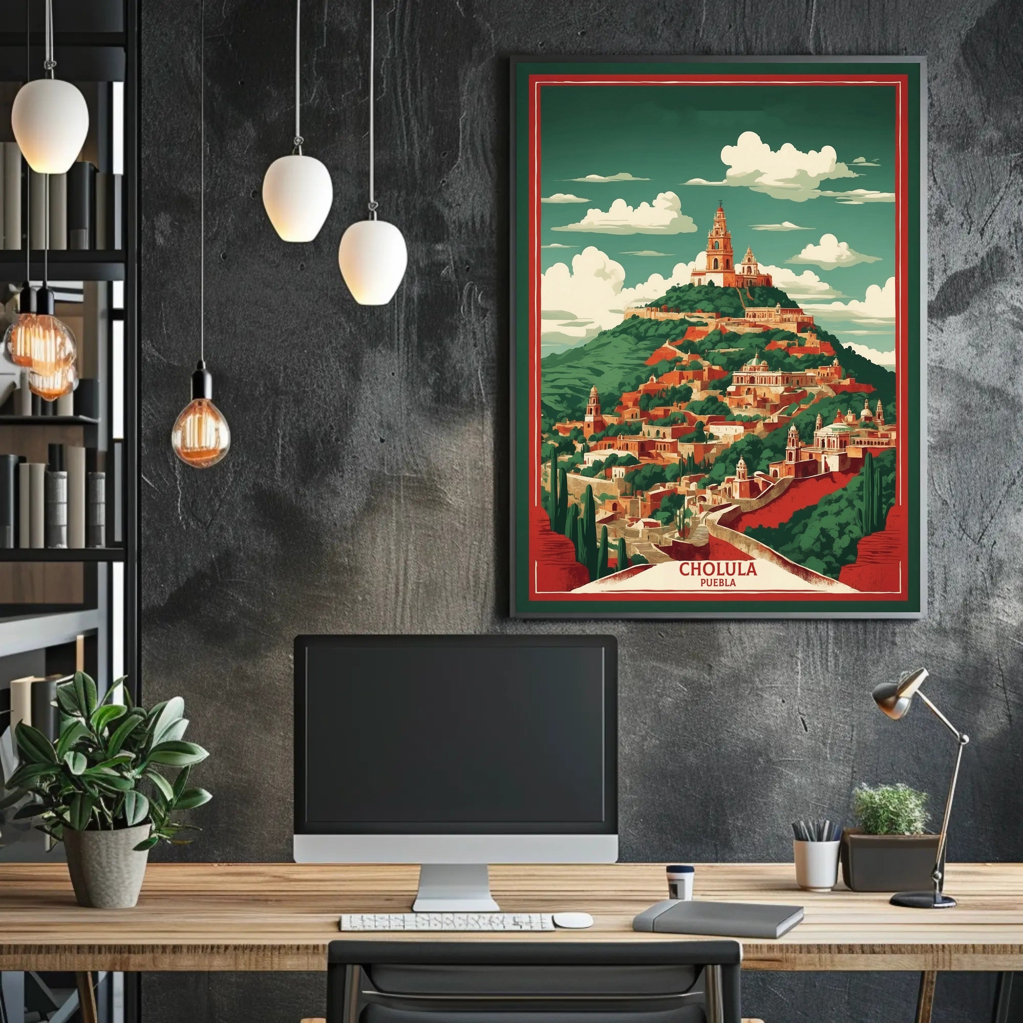 Cholula Pyramid and Church Scenic Travel Poster PosterGoat