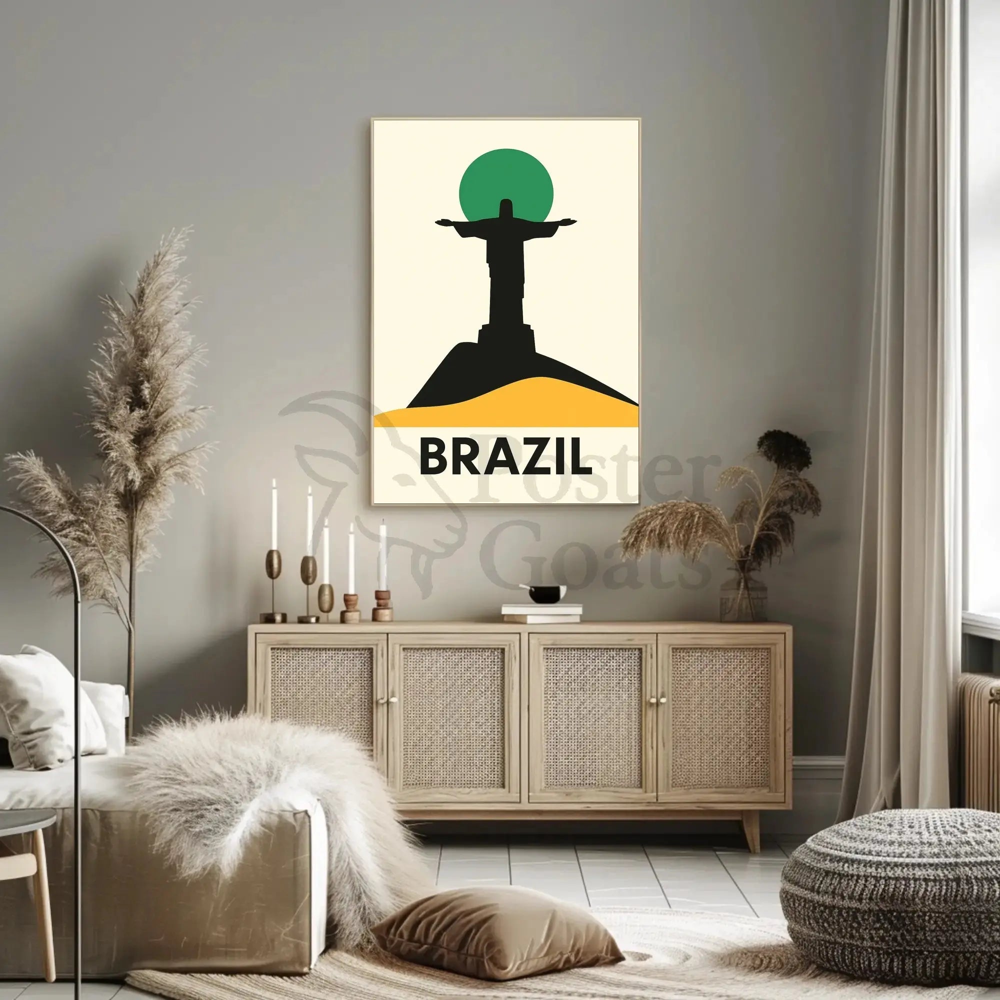 Christ the Redeemer Minimalistic Cultural Heritage Poster PosterGoat