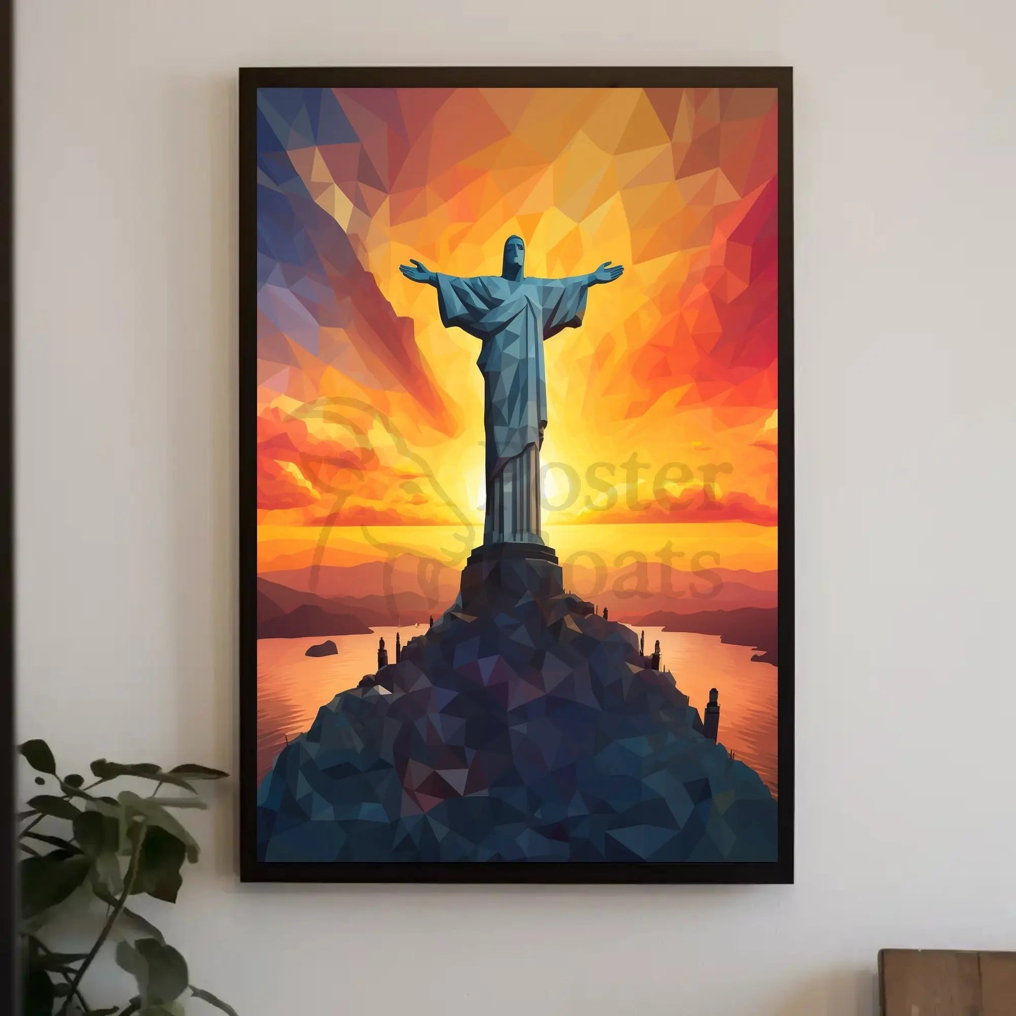 Christ the Redeemer Vibrant Polygonal Travel Poster PosterGoat