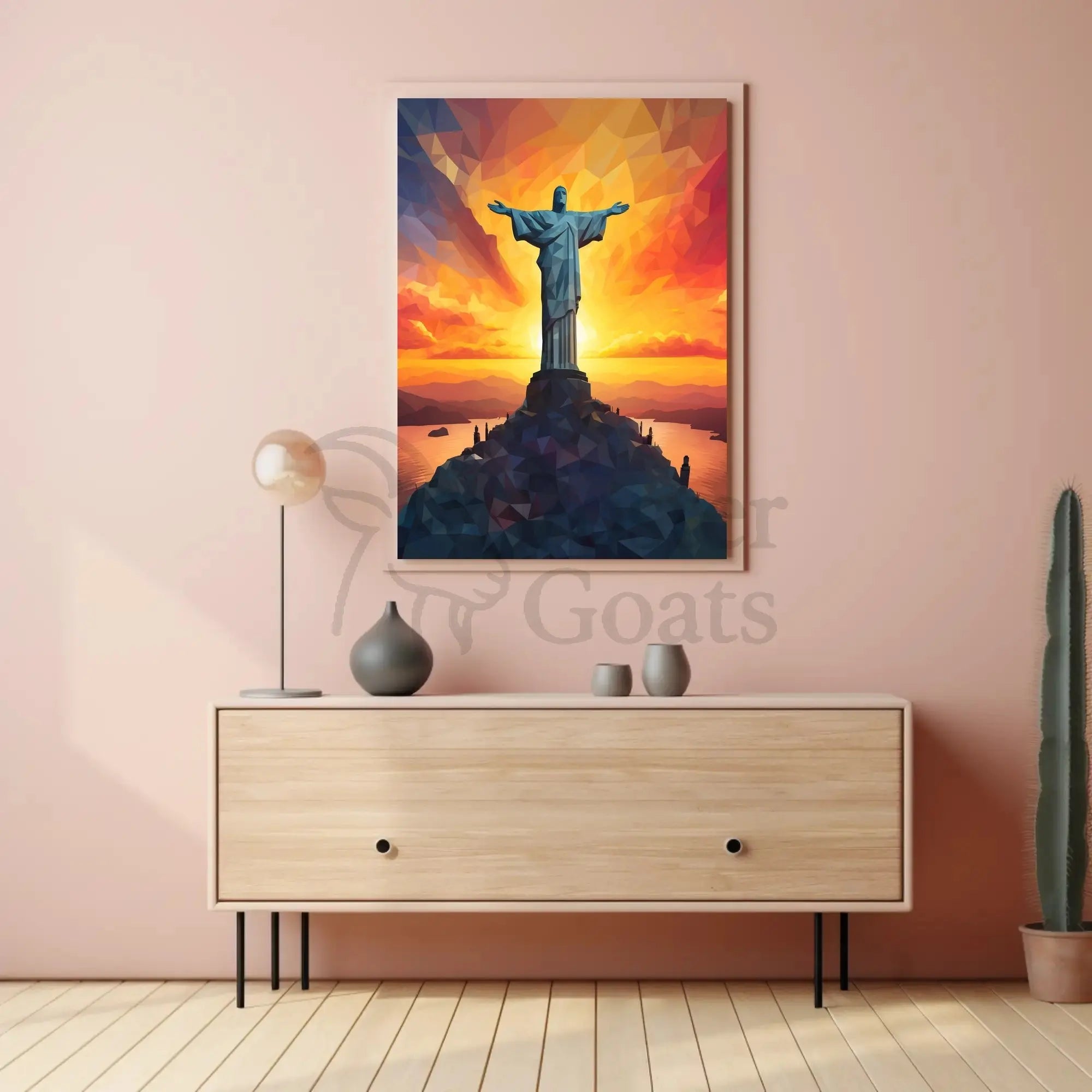 Christ the Redeemer Vibrant Polygonal Travel Poster PosterGoat