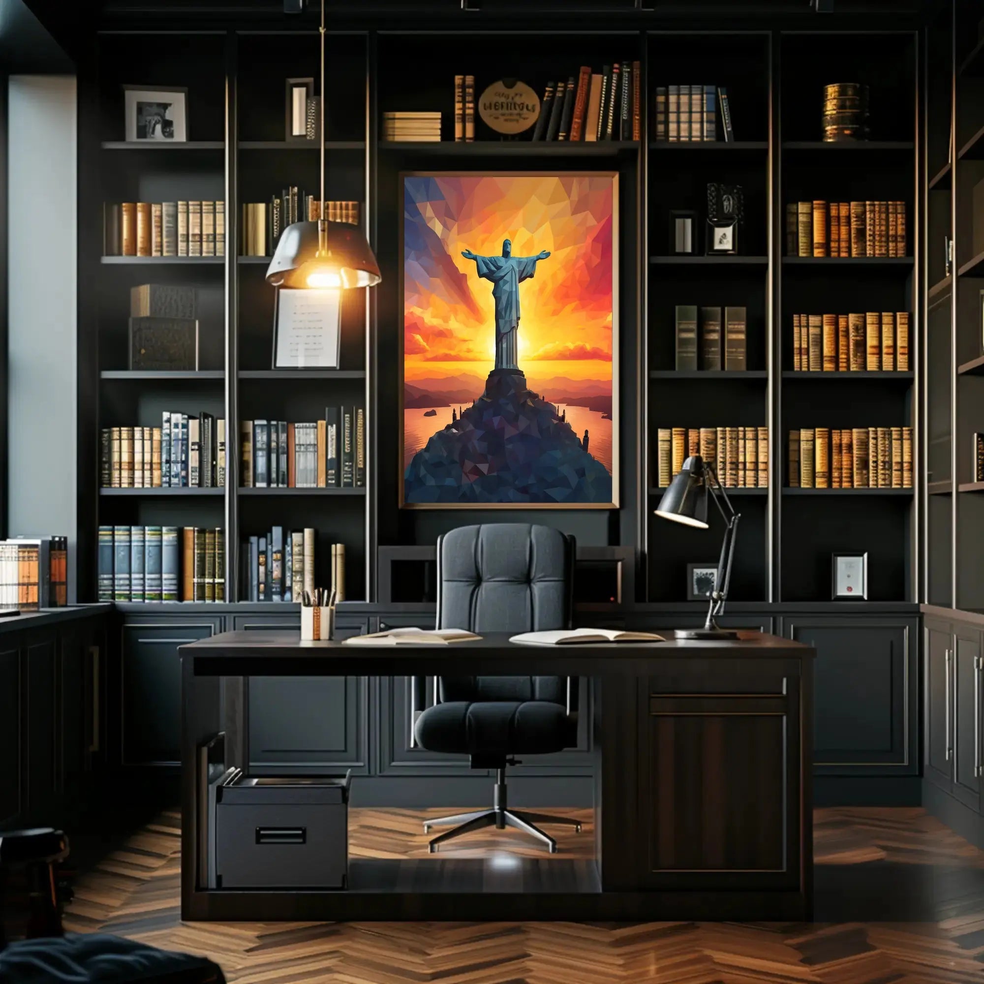Christ the Redeemer Vibrant Polygonal Travel Poster PosterGoat