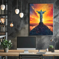 Christ the Redeemer Vibrant Polygonal Travel Poster PosterGoat