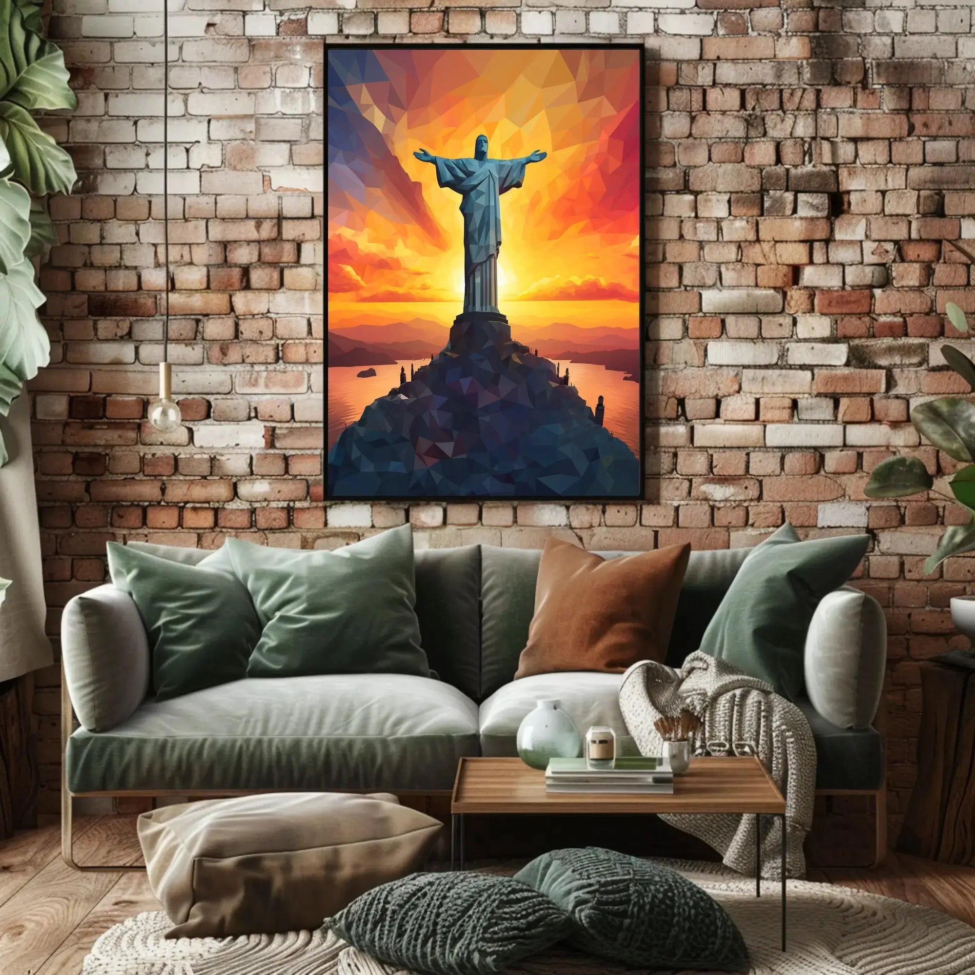 Christ the Redeemer Vibrant Polygonal Travel Poster PosterGoat