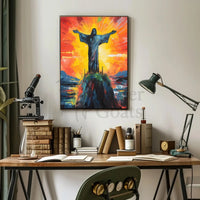 Christ the Redeemer at Sunrise Impressionistic Travel Poster PosterGoat