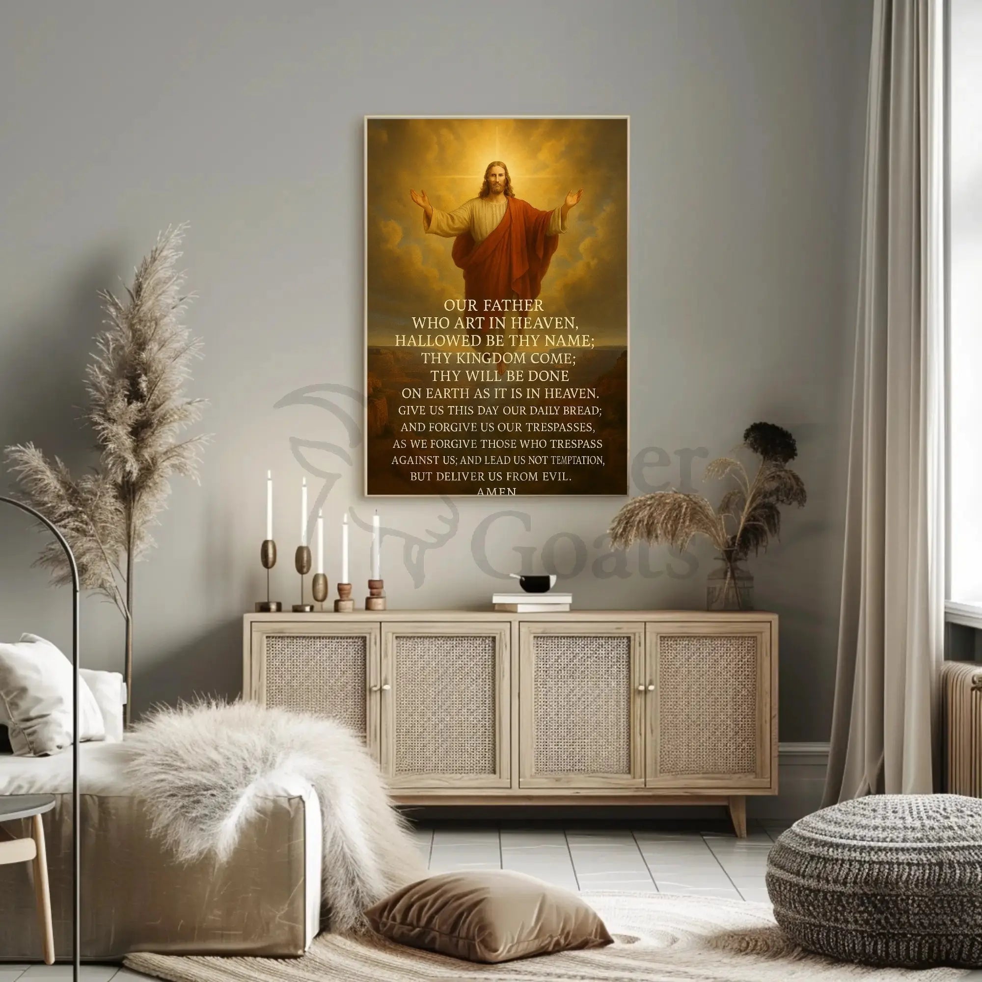 Christian Devotion with Lord's Prayer Heritage Poster PosterGoat