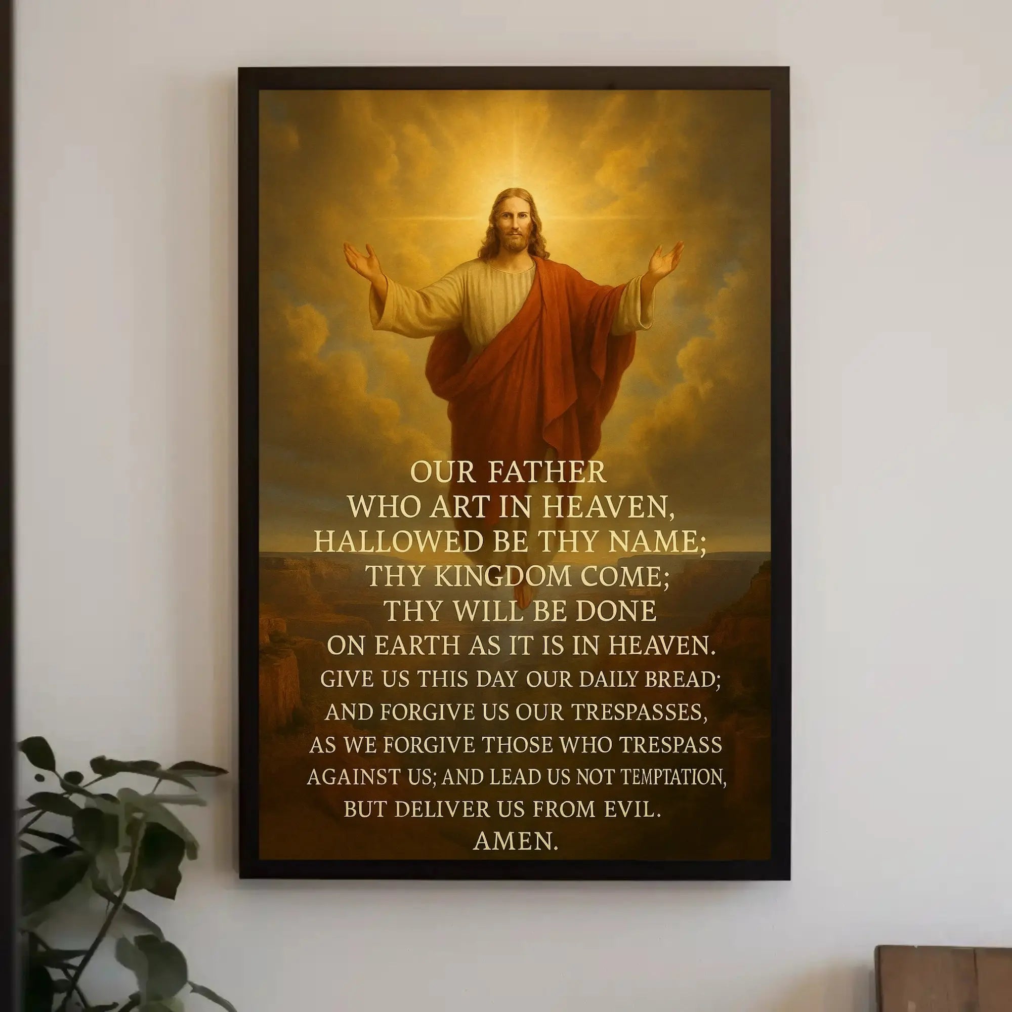 Christian Devotion with Lord's Prayer Heritage Poster PosterGoat