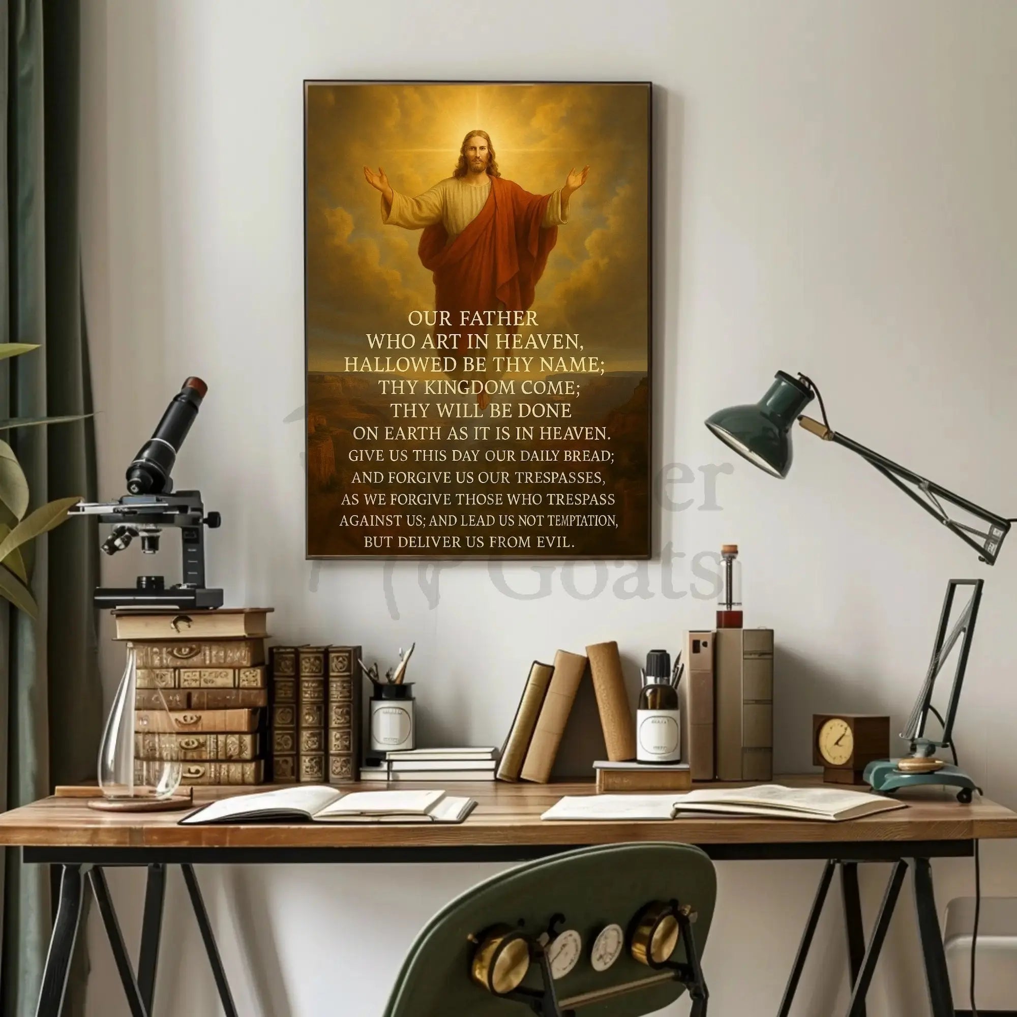 Christian Devotion with Lord's Prayer Heritage Poster PosterGoat