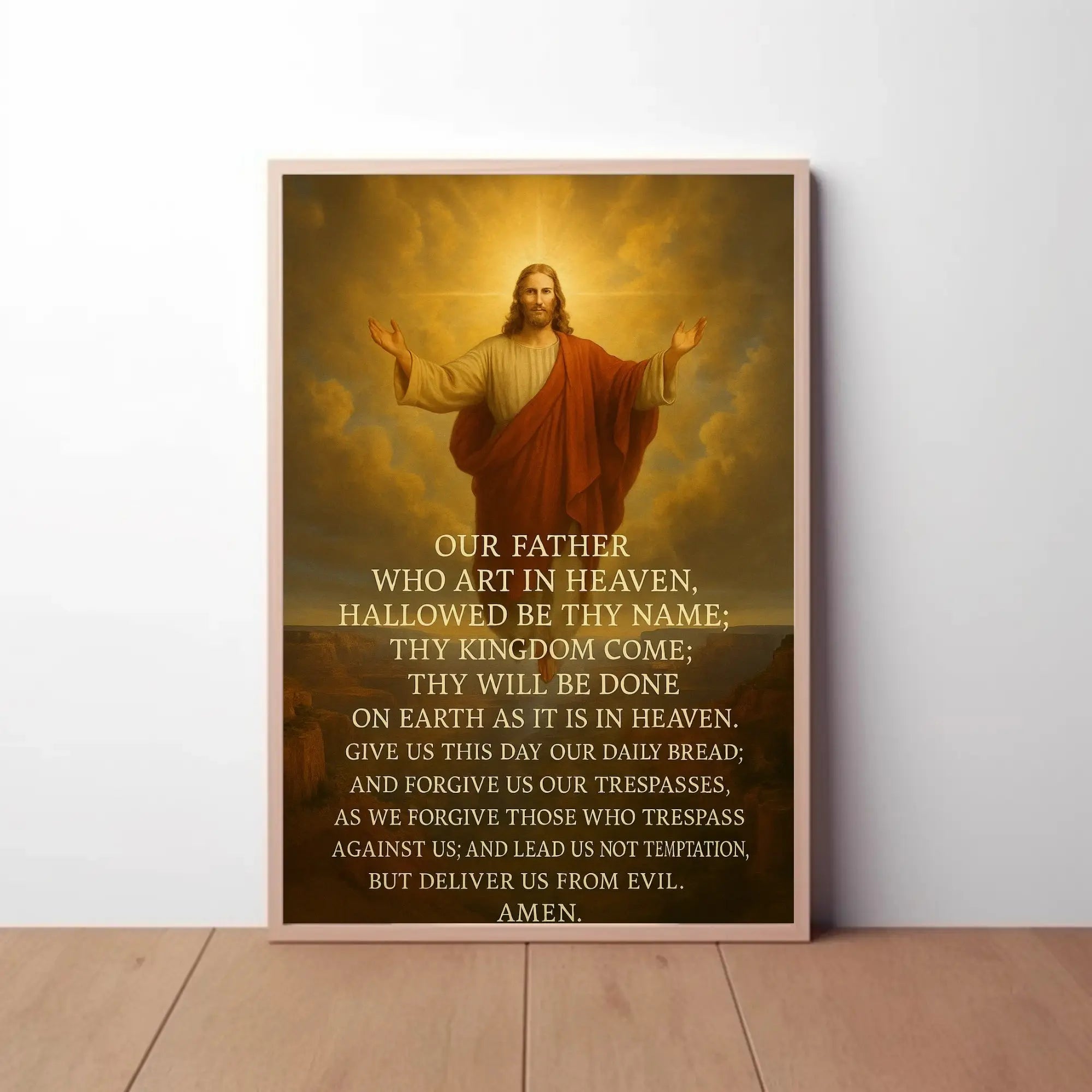 Christian Devotion with Lord's Prayer Heritage Poster PosterGoat