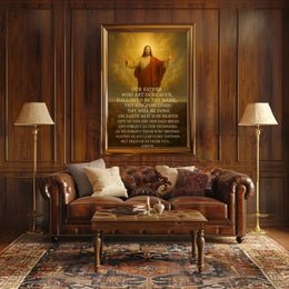 Christian Devotion with Lord's Prayer Heritage Poster PosterGoat