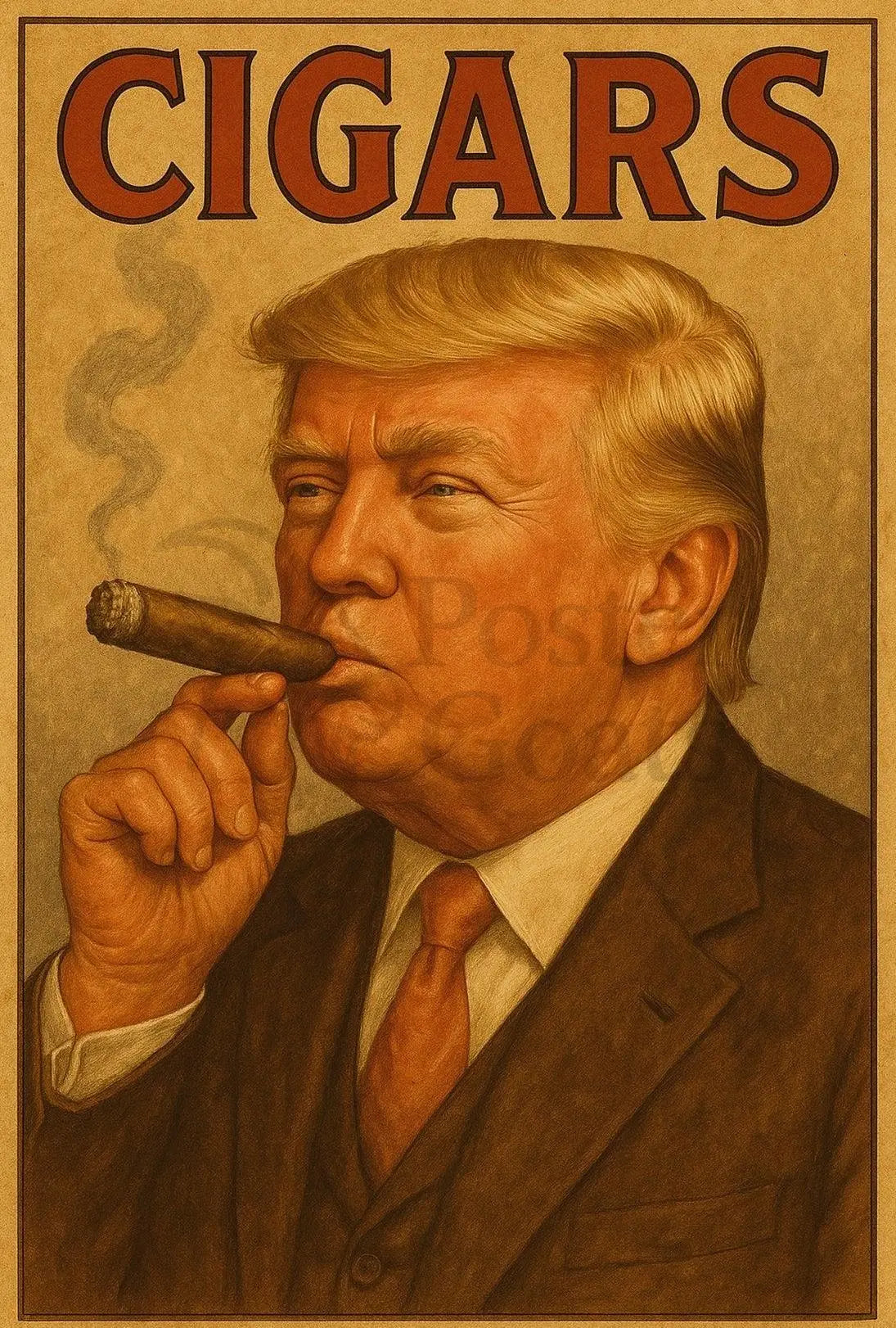 Cigar Afficionado Vintage Trump Parody Luxury Poster PosterGoat