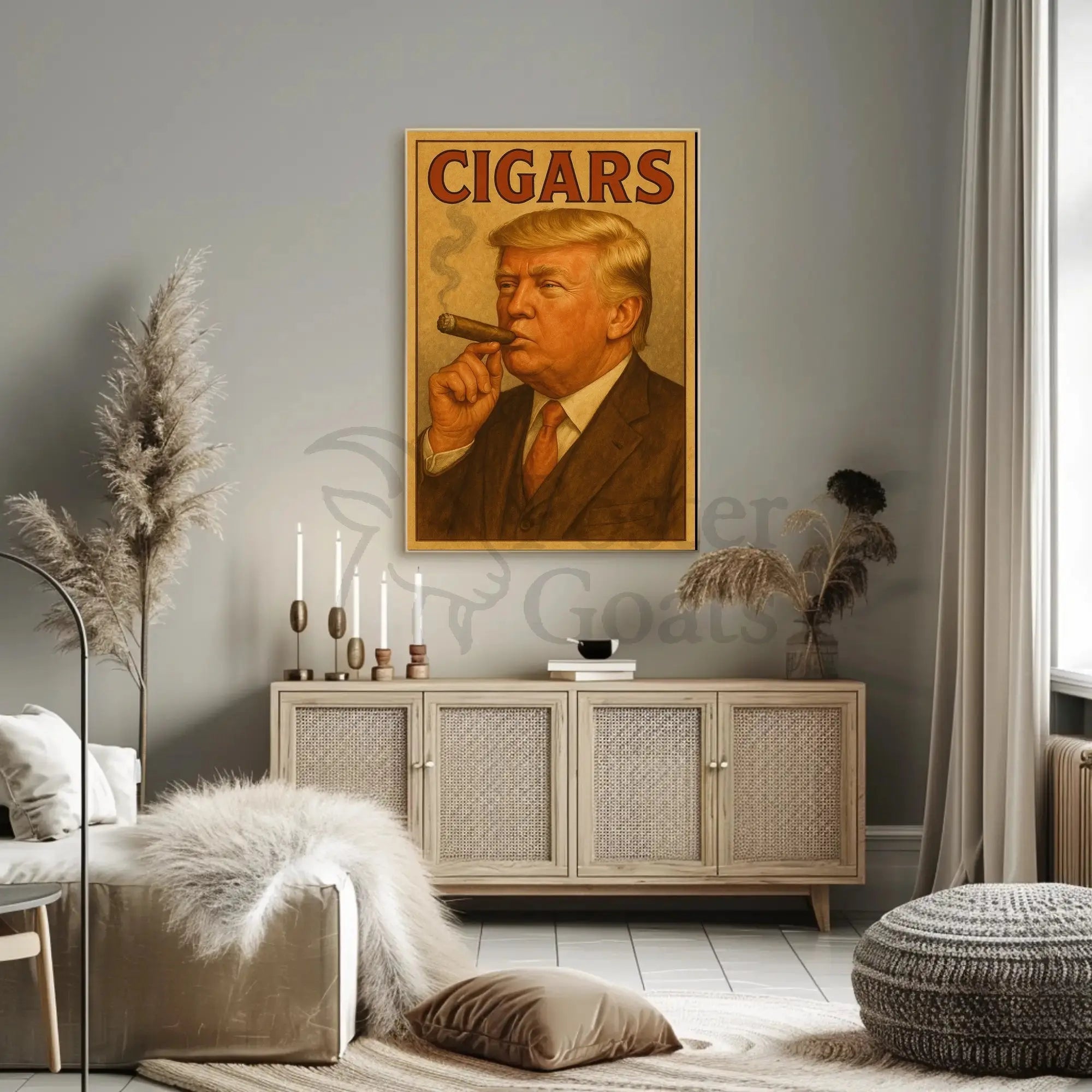Cigar Afficionado Vintage Trump Parody Luxury Poster PosterGoat
