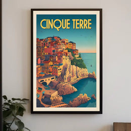 Cinque Terre Coastal Charm Vintage Travel Poster PosterGoat