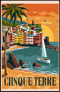 Cinque Terre Retro Travel Poster PosterGoat