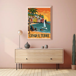 Cinque Terre Retro Travel Poster PosterGoat