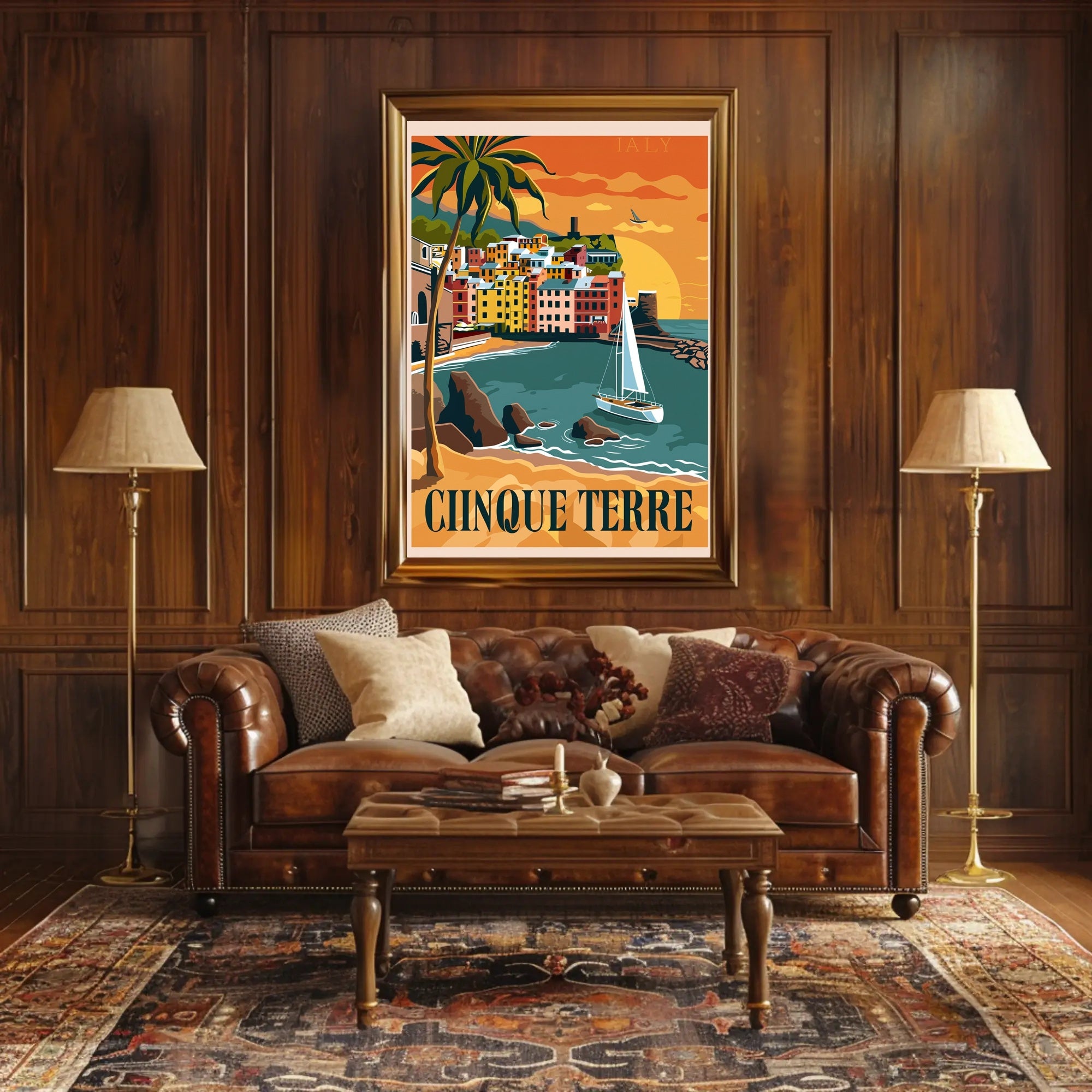 Cinque Terre Retro Travel Poster PosterGoat