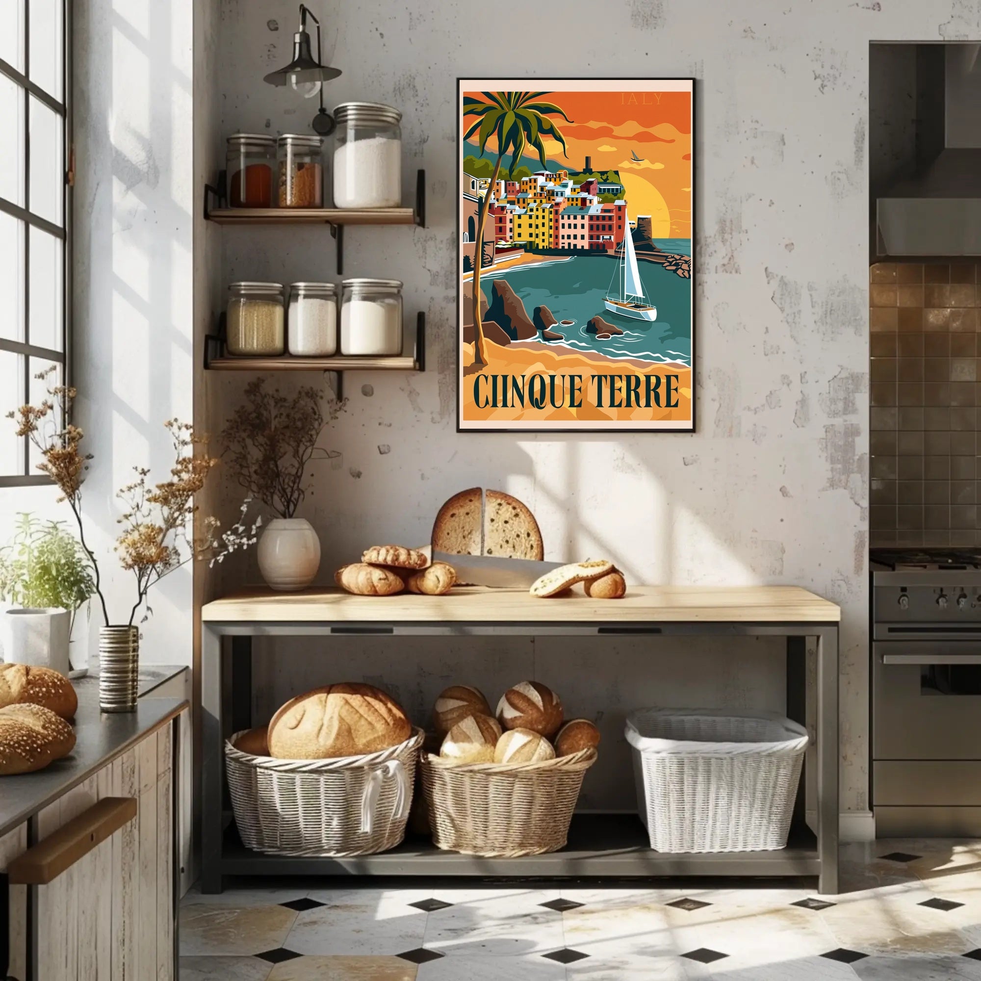 Cinque Terre Retro Travel Poster PosterGoat