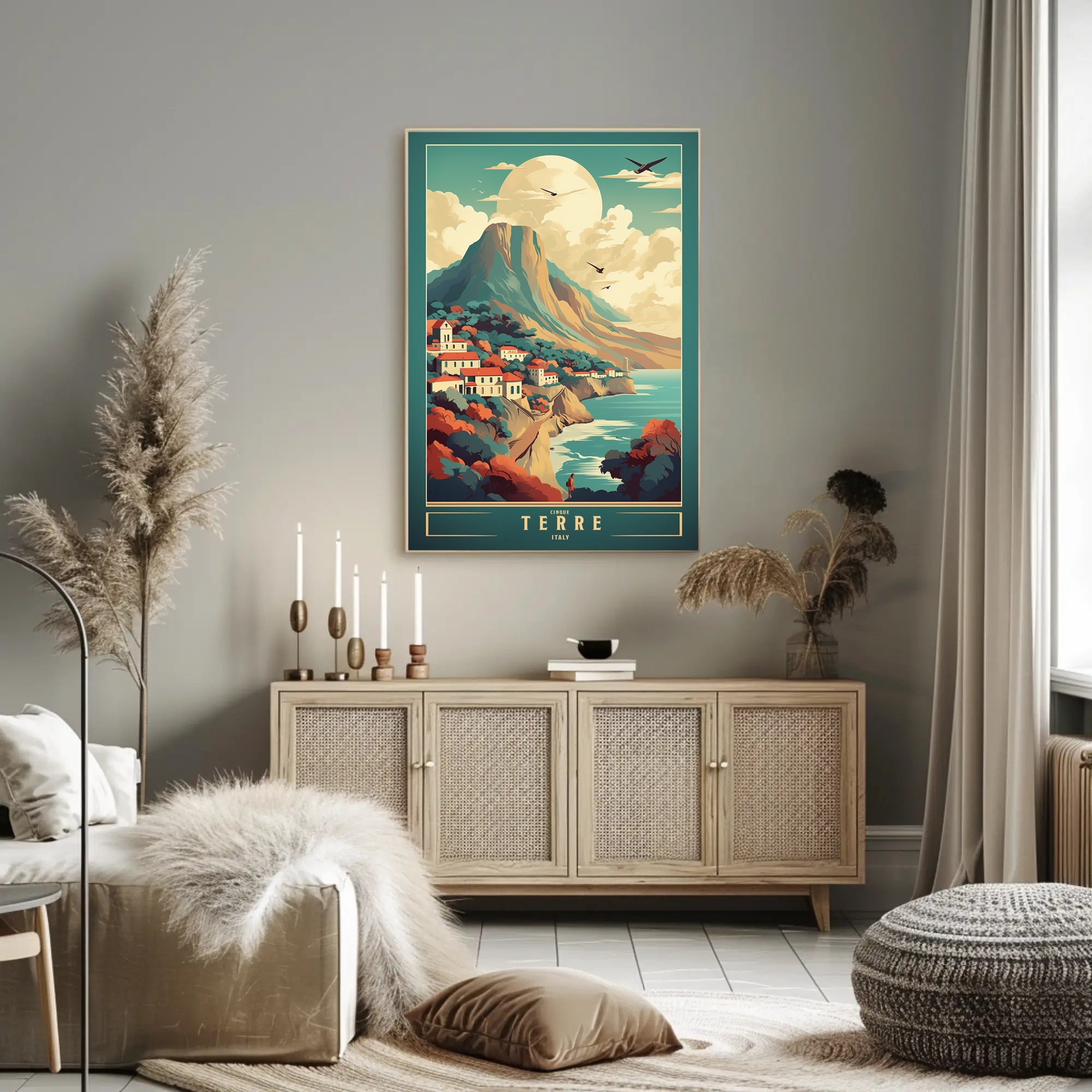 Cinque Terre Vintage Landscape Art Travel Poster PosterGoat