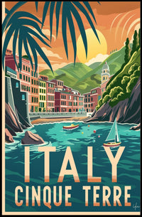 Cinque Terre Vintage Travel Art - Travel Poster PosterGoat