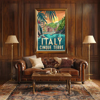Cinque Terre Vintage Travel Art - Travel Poster PosterGoat
