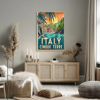 Cinque Terre Vintage Travel Art - Travel Poster PosterGoat