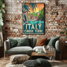 Cinque Terre Vintage Travel Art - Travel Poster PosterGoat