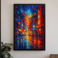 City Lights at Night Impressionistic Abstract Poster PosterGoat