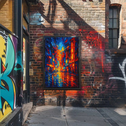City Lights at Night Impressionistic Abstract Poster PosterGoat