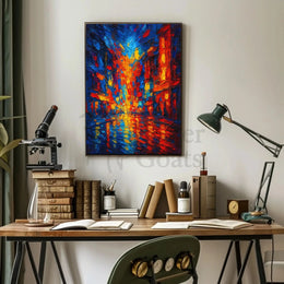 City Lights at Night Impressionistic Abstract Poster PosterGoat