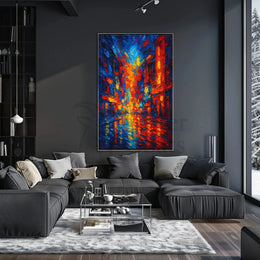 City Lights at Night Impressionistic Abstract Poster PosterGoat