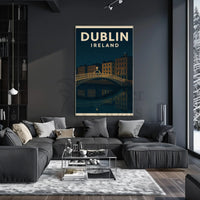 Cityscape Serenity Nighttime Romance Vintage Travel Poster PosterGoat