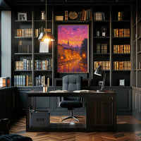 Cityscape at Sunset: European Impressionist Artistic Poster PosterGoat