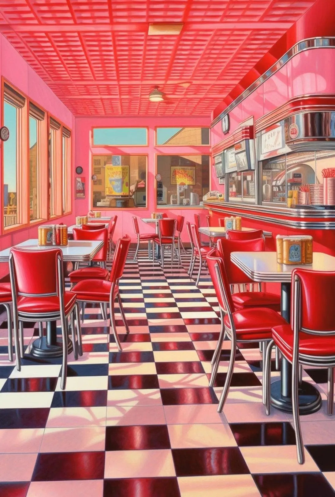 Classic 1950s American Diner Vibe Retro Aesthetic Poster PosterGoat