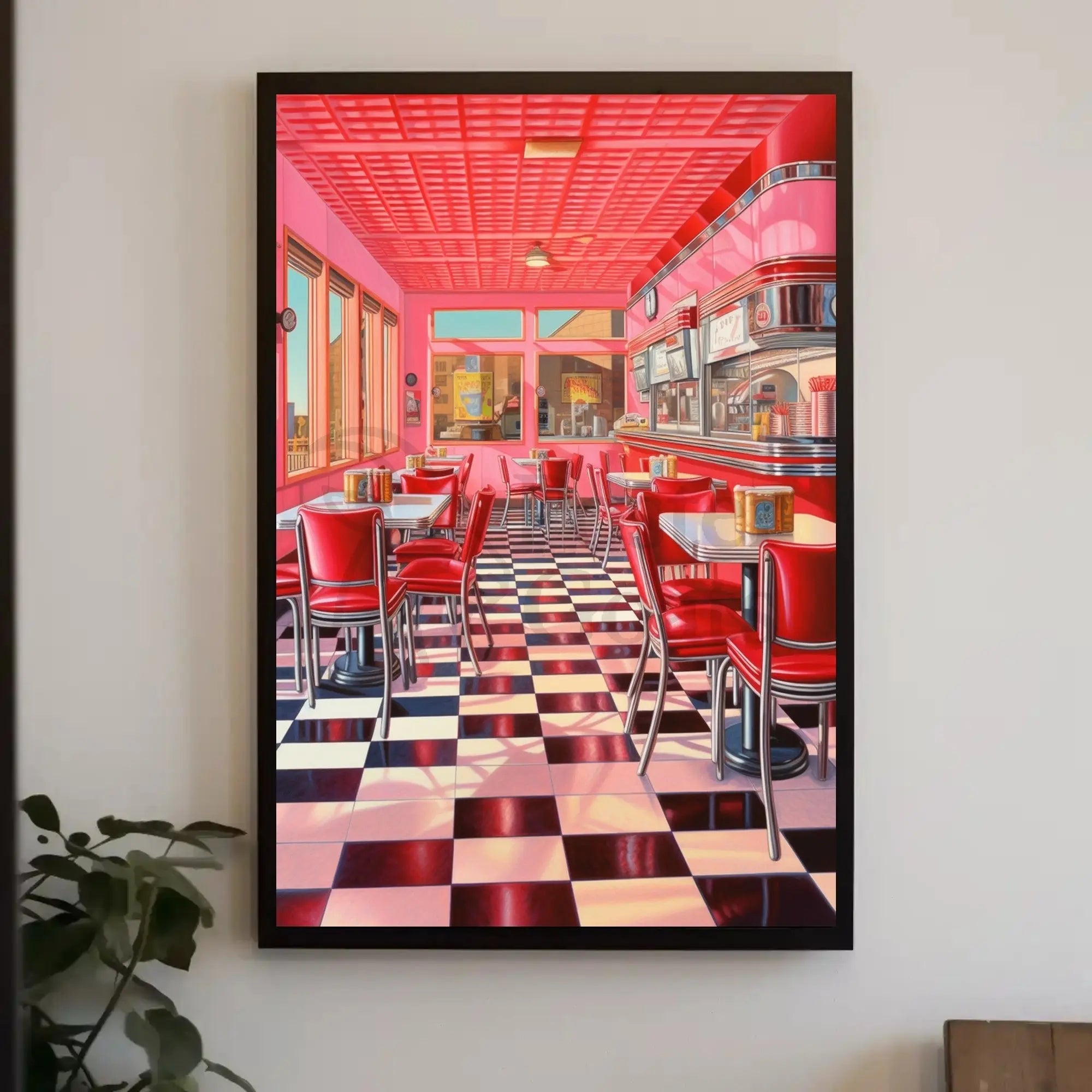 Classic 1950s American Diner Vibe Retro Aesthetic Poster PosterGoat