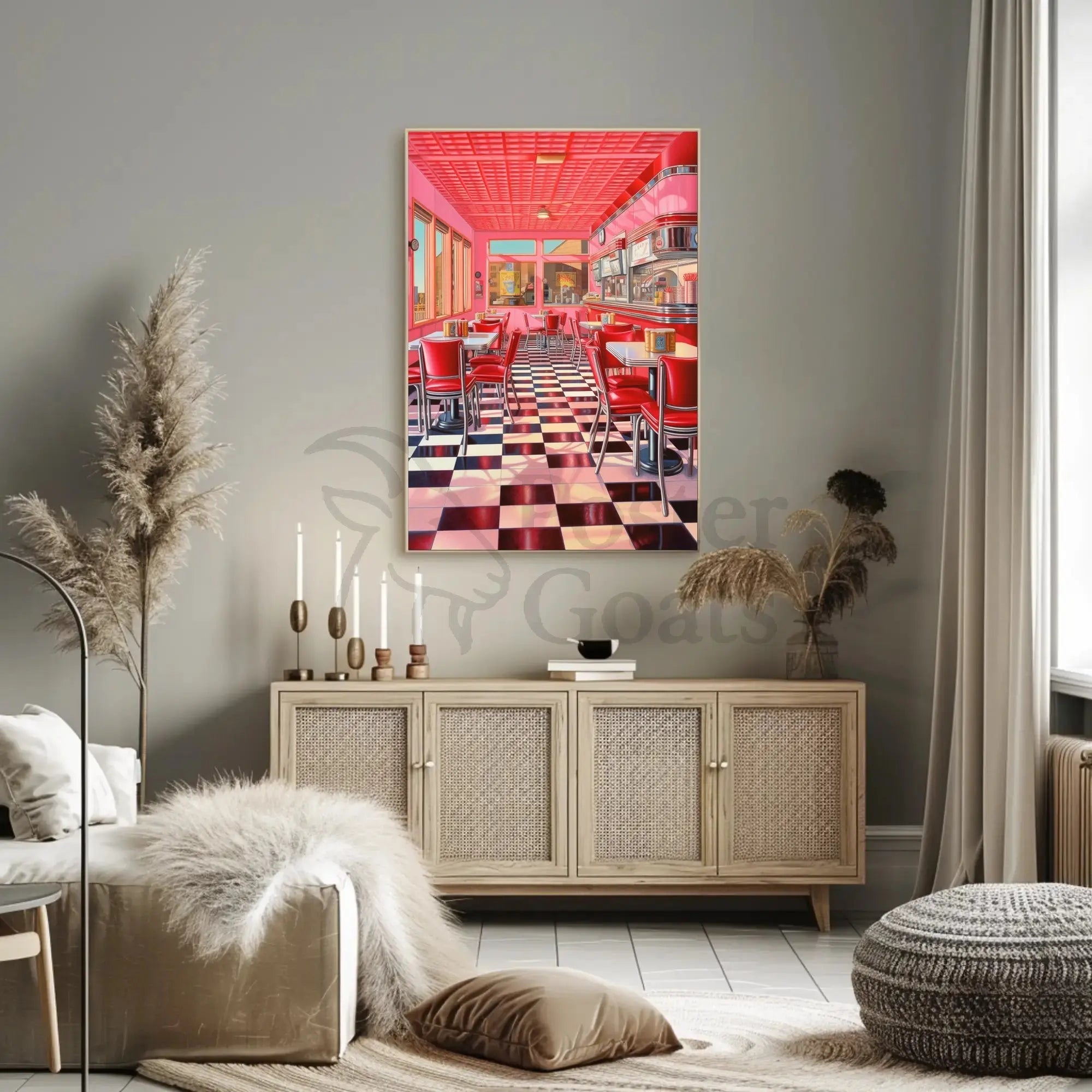 Classic 1950s American Diner Vibe Retro Aesthetic Poster PosterGoat