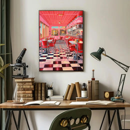Classic 1950s American Diner Vibe Retro Aesthetic Poster PosterGoat