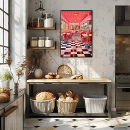 Classic 1950s American Diner Vibe Retro Aesthetic Poster PosterGoat