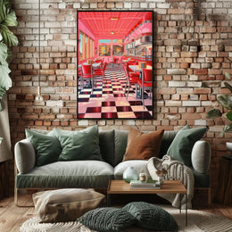 Classic 1950s American Diner Vibe Retro Aesthetic Poster PosterGoat