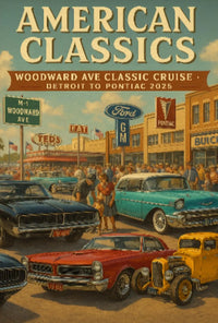 Classic American Cars Cruise Woodward Avenue Heritage Poster PosterGoat
