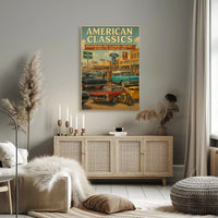 Classic American Cars Cruise Woodward Avenue Heritage Poster PosterGoat